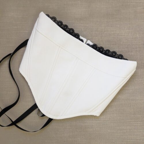 White Corset with Black Lace Bust